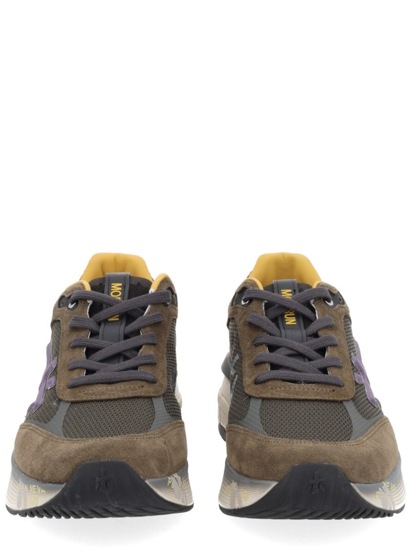 Premiata Dark Olive Moerun Suede Overlay Layered Sneakers