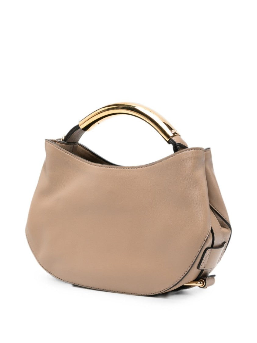 Moschino Crescent Leather Handbag - Beige