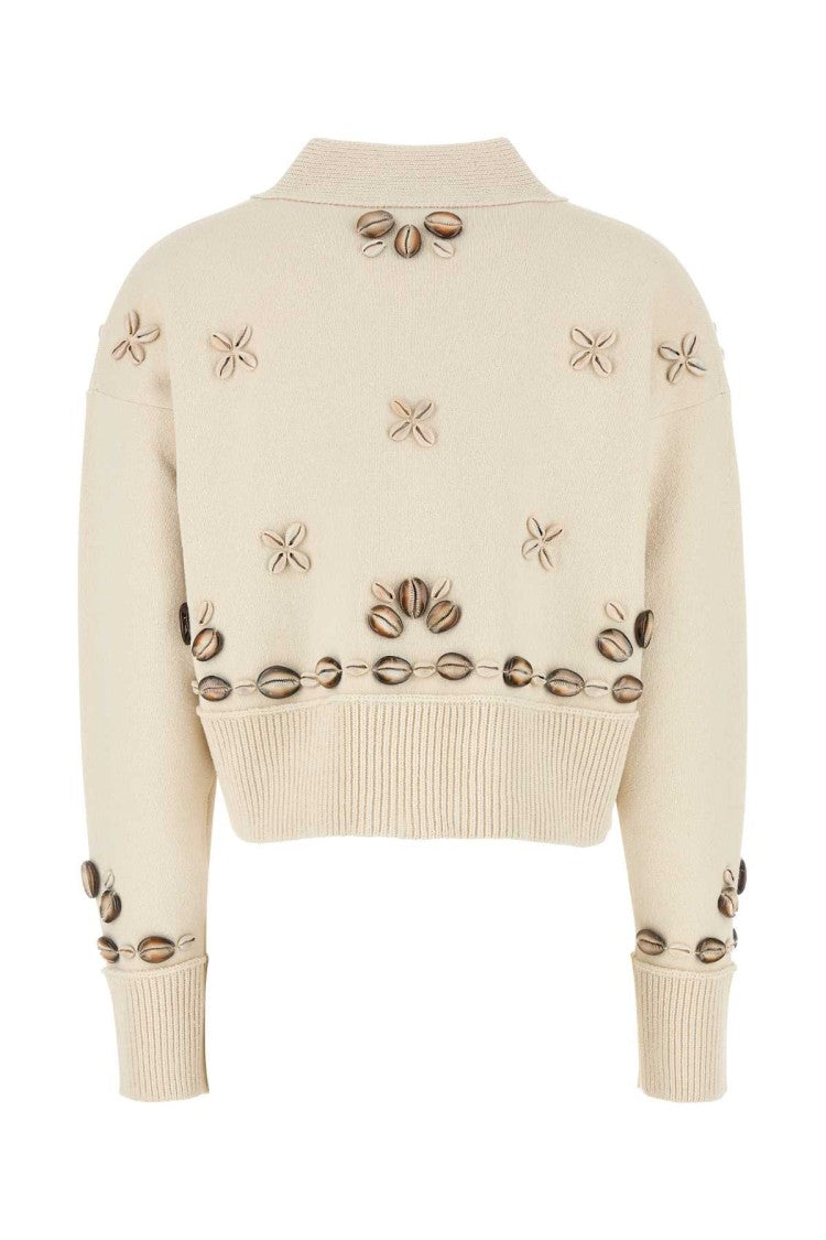 Alanui Ivory Silk Blend Oversize Ocean Dream Cardigan