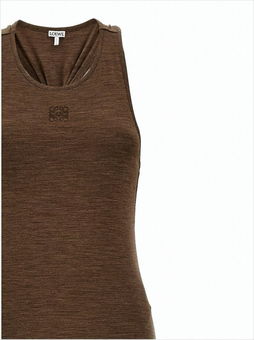 Loewe Sleeveless Fitted Long Dress With Twisted Cutout Detail