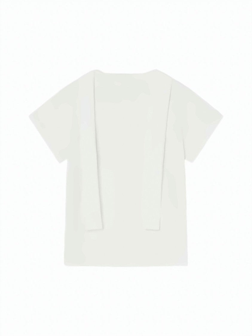 Gimaguas White Short-Sleeved Boxy Monogram Embellished Top