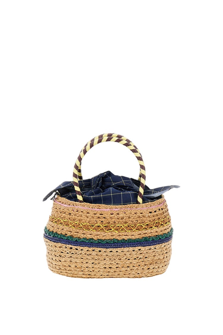 Exquisite J Woven Straw Handbag With Circular Handles