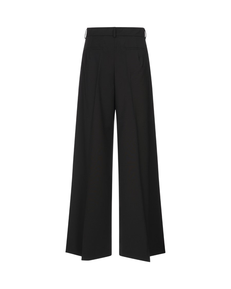 Sportmax Wide-Leg Stretch Wool Pants With Asymmetric Closure