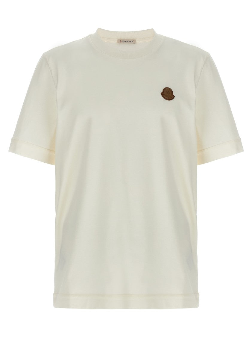 Moncler Crewneck T-Shirt With Leather Logo Patch