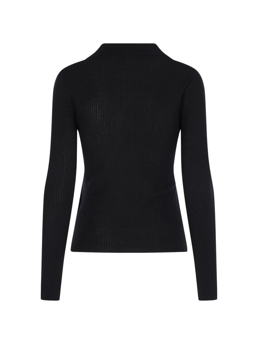 Max Mara Mxmgergo V-Neck Ribbed Long-Sleeved Top