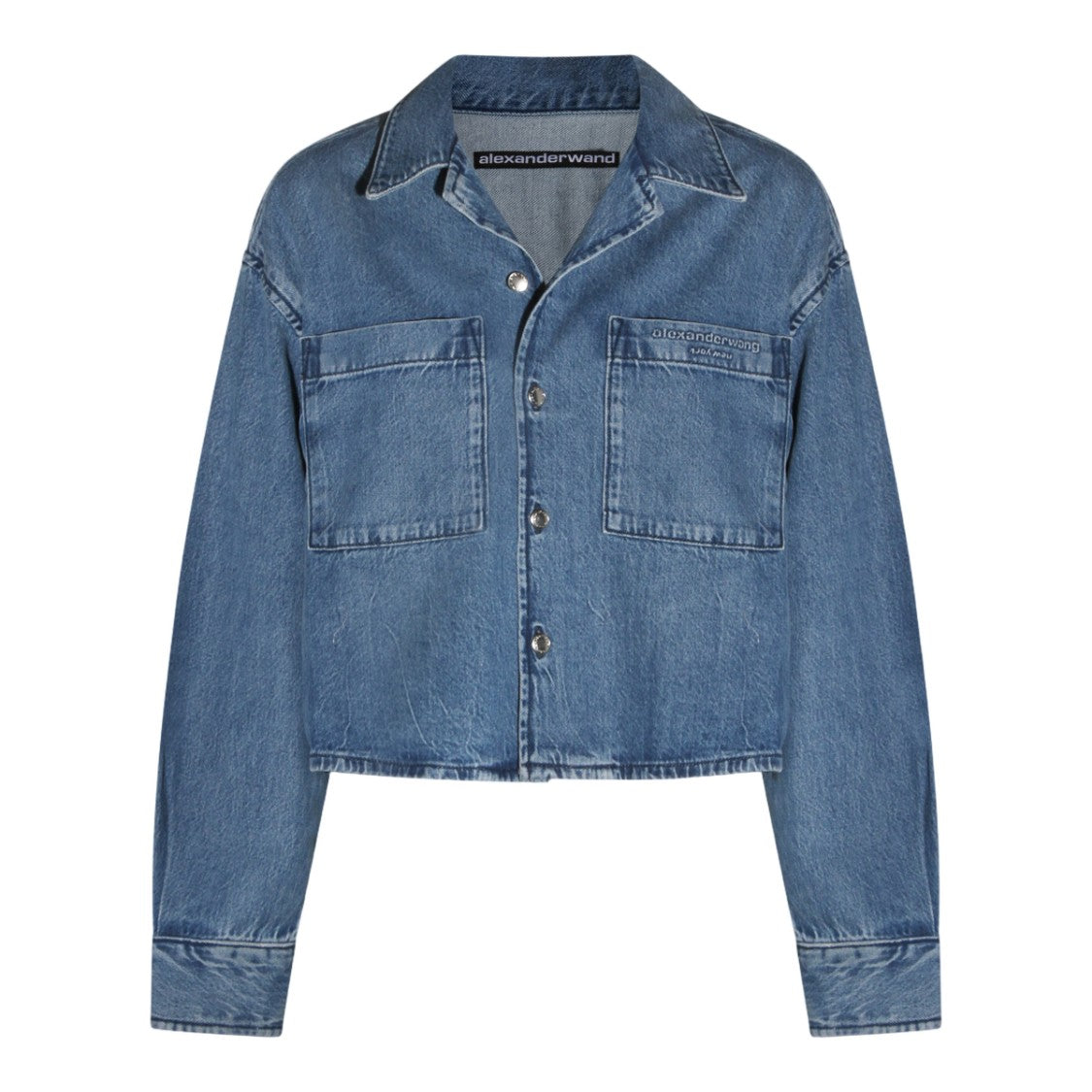 Alexander Wang Cropped Denim Shirt With Classic Collar