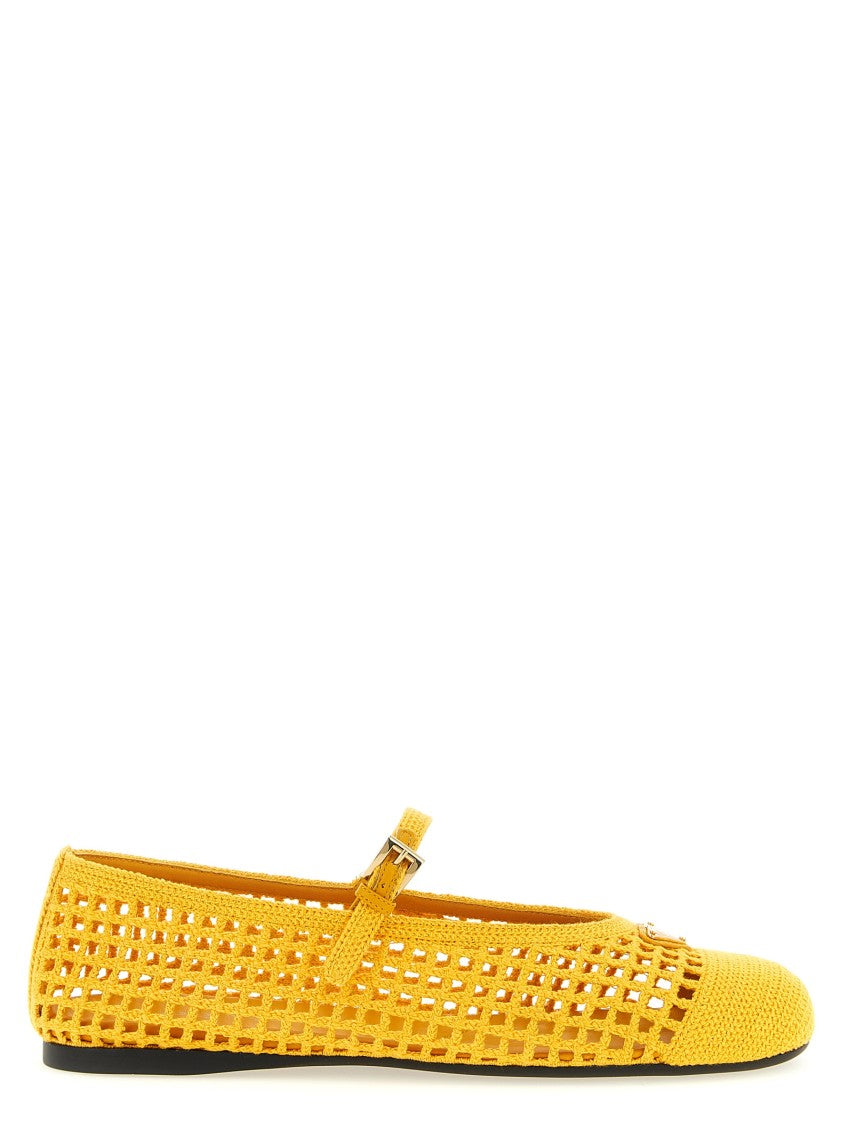 Prada Crochet Cotton Ballet Flats