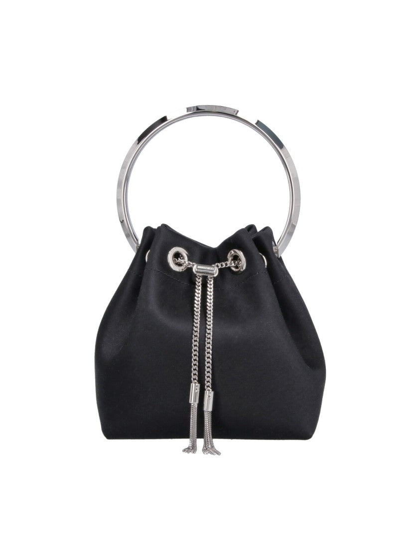 Jimmy Choo Black Bon Bon Satin Shoulder Bag