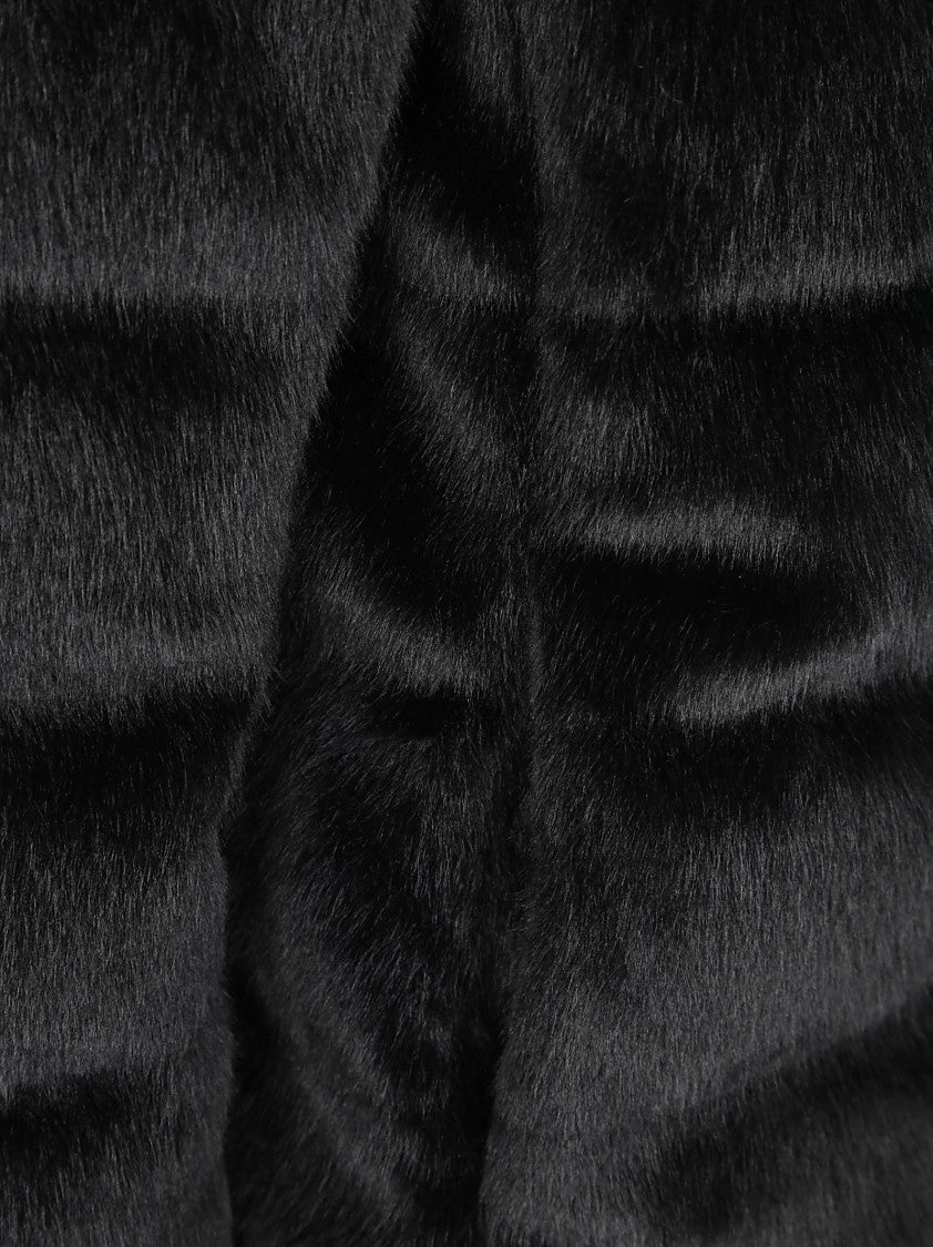 Pinko Cropped Black Faux Fur Jacket