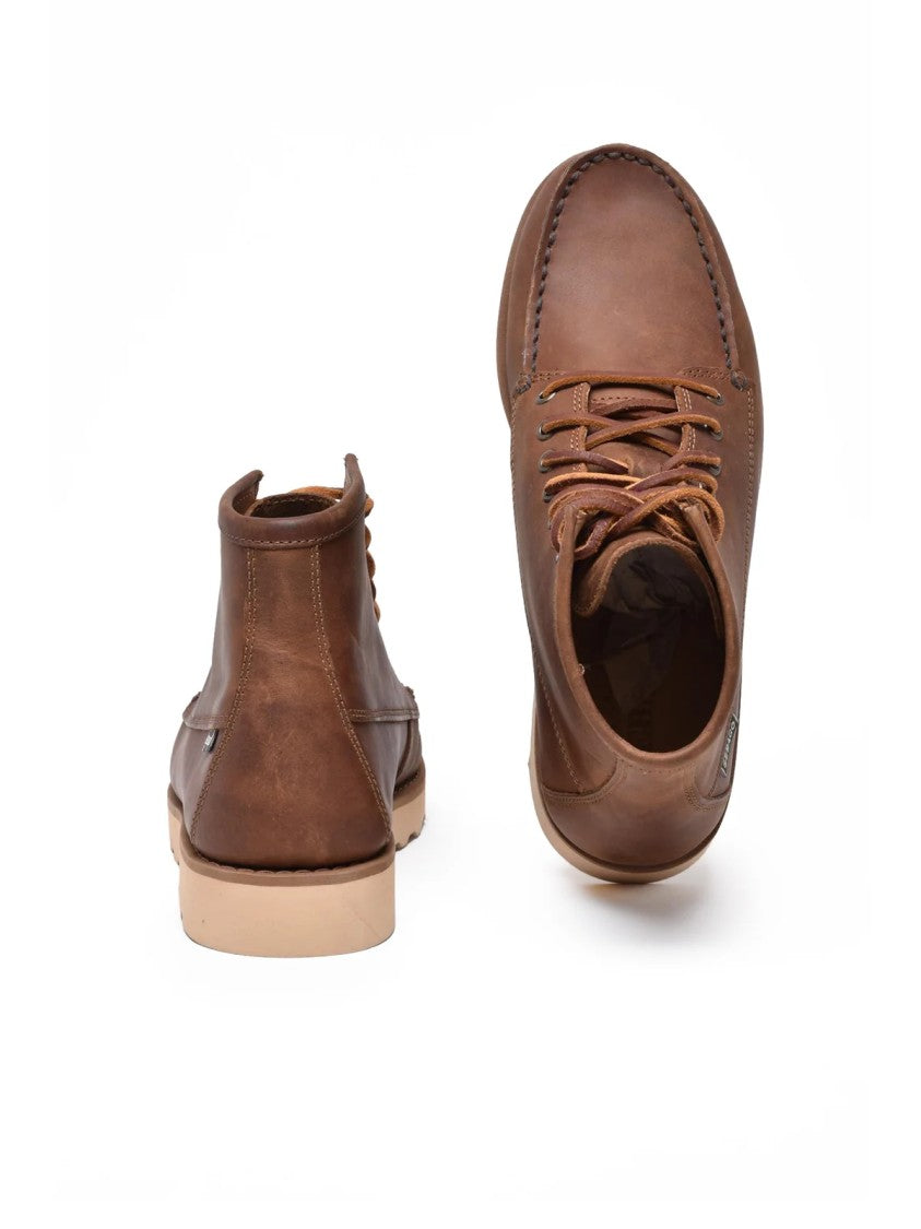 Sebago Mid Brown Leather Tala Boot With Rugged Detailing
