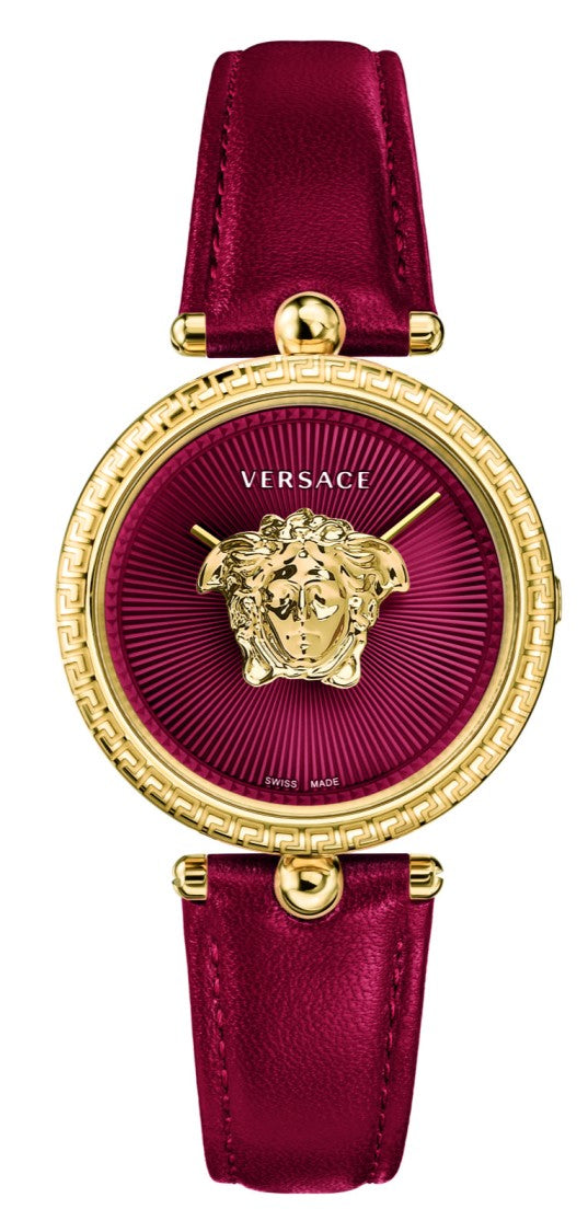 Versace Palazzo Empire Red Dial Quartz Watch With Gold-Tone Accents