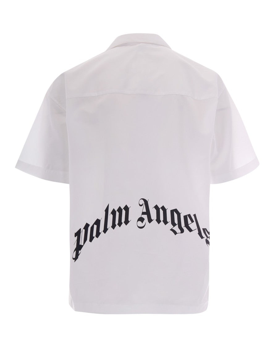 Palm Angels Curved Logo Short-Sleeve Bowling Shirt