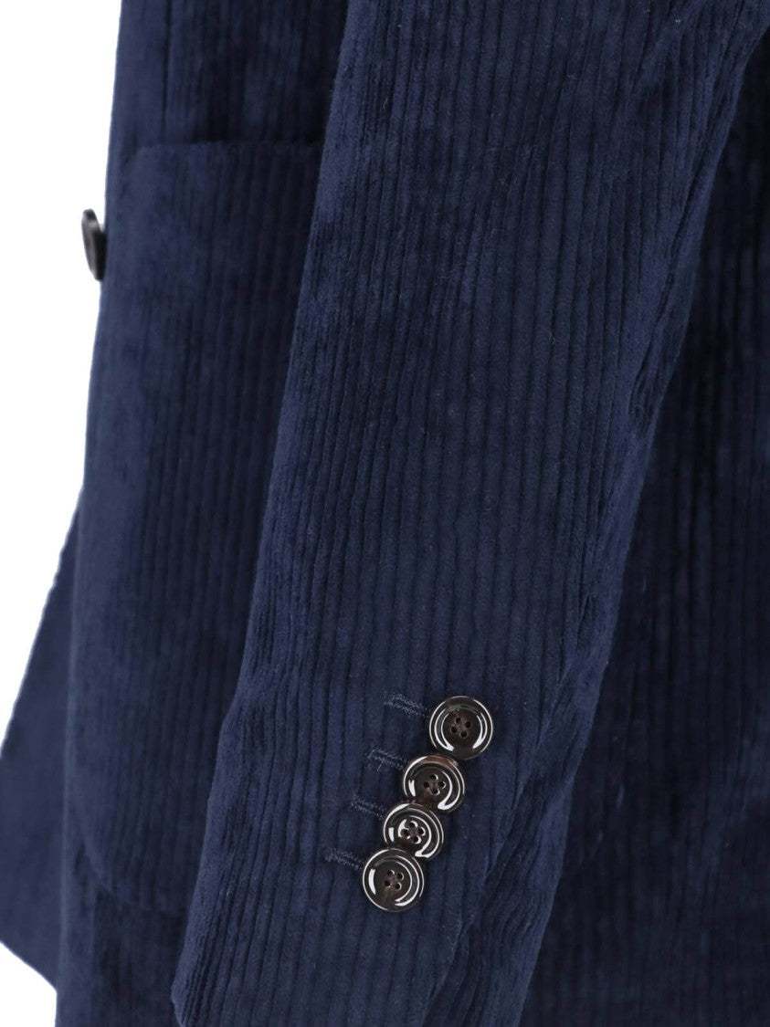 Lardini Dark Blue Corduroy Cotton Velvet Blazer