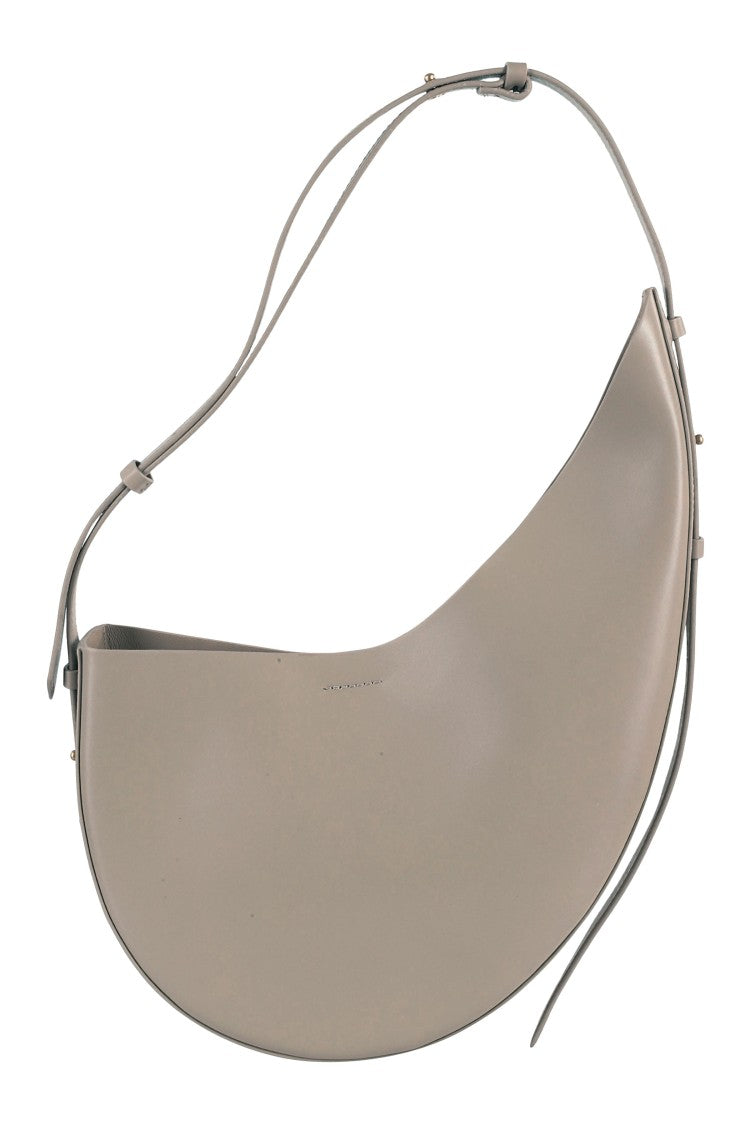 Soeur Gray Winona Front-Logo Zip-Pouch Leather Shoulderbag