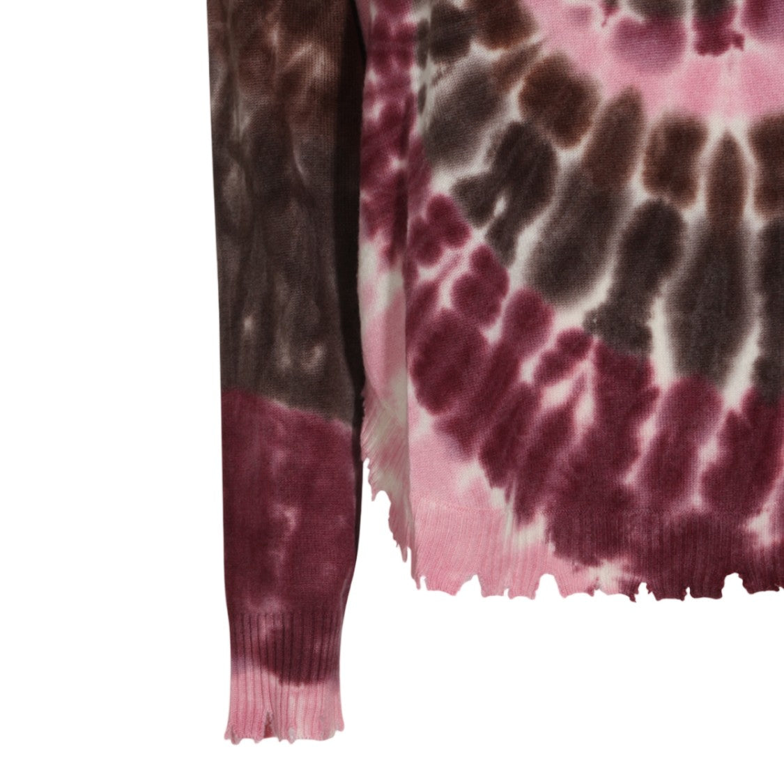 Kujiten Tie-Dye Lettuce-Edge Trim Knit Sweater