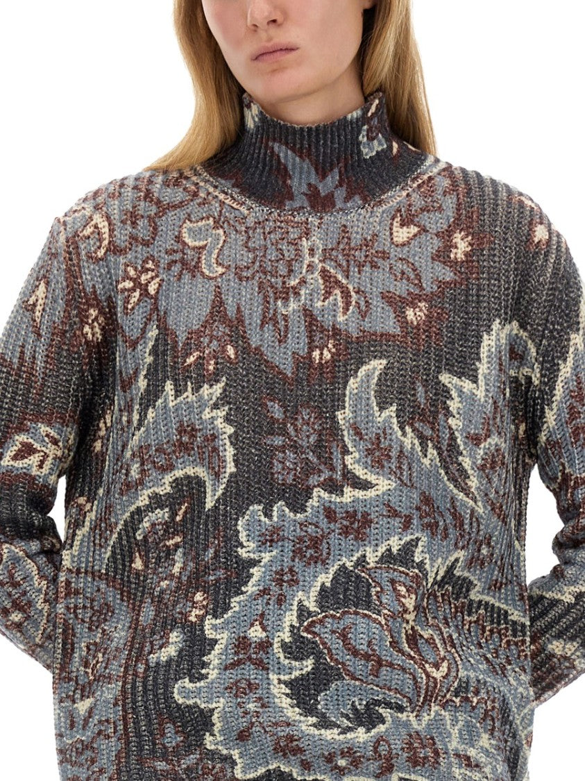 Etro Oversized Floral Pattern Wool Sweater