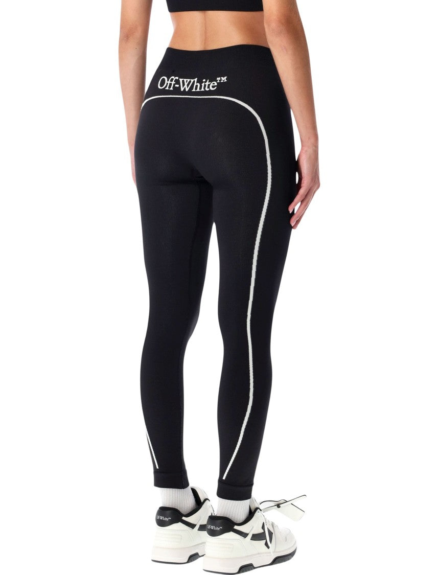Off-White Seamless High-Rise Leggings With Contrasting Piping