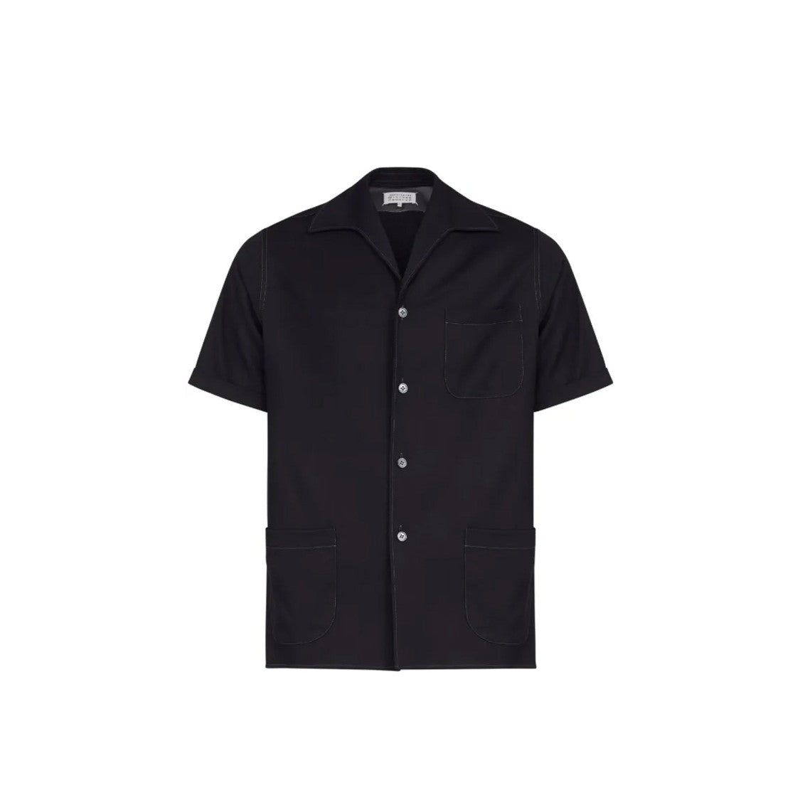 Maison Margiela Short-Sleeve Wool Shirt With Front Button Closure