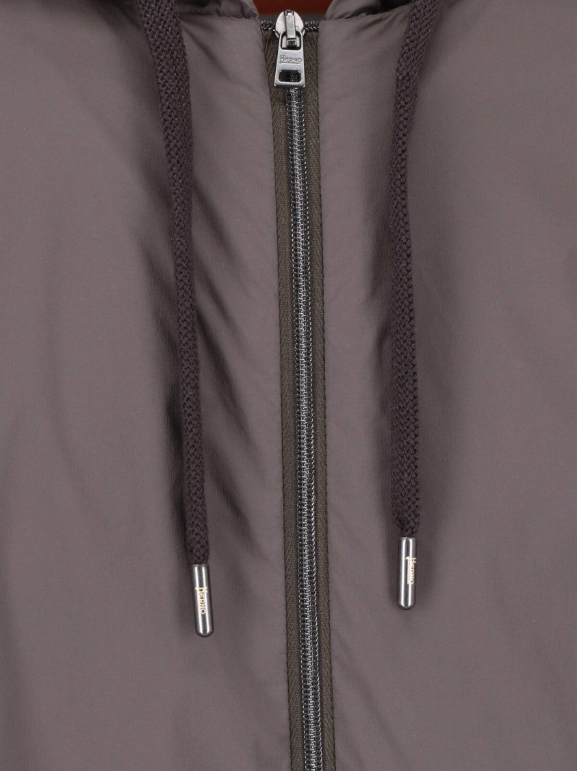 Herno Technical Fabric Hooded Jacket With Adjustable Drawstrings