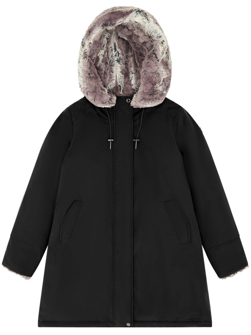 Canadiens Black Audry 6.0 Faux-Fur Hooded Short Coat