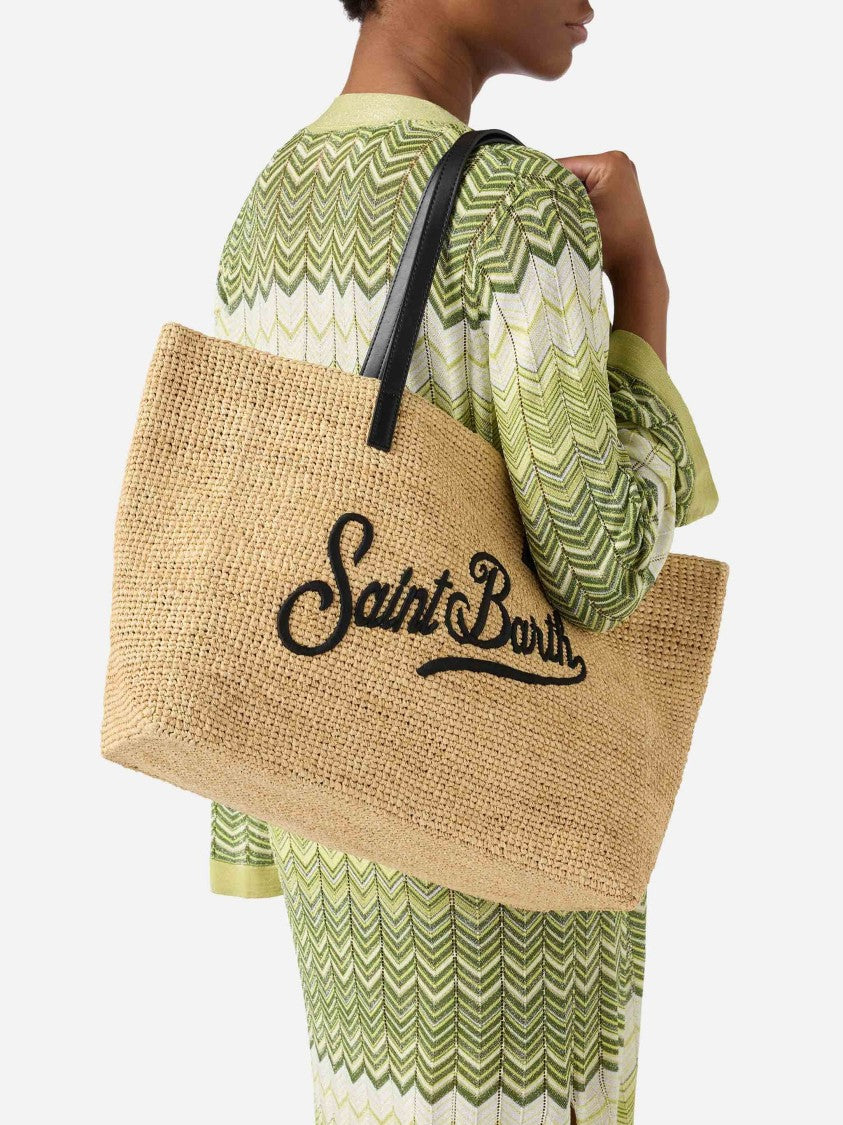 Mc2 Saint Barth Woven Tote Bag With Embroidered Logo