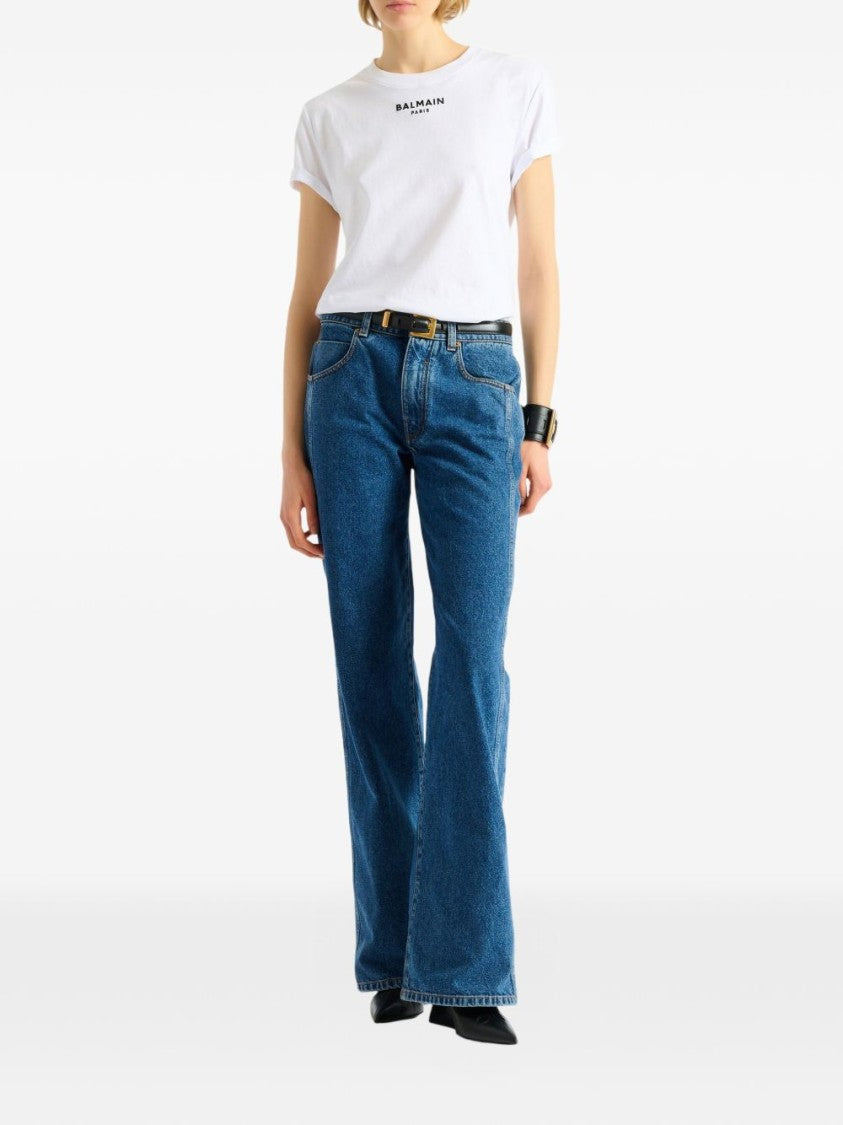 Balmain White Straight Fit Balmain Paris T-Shirt