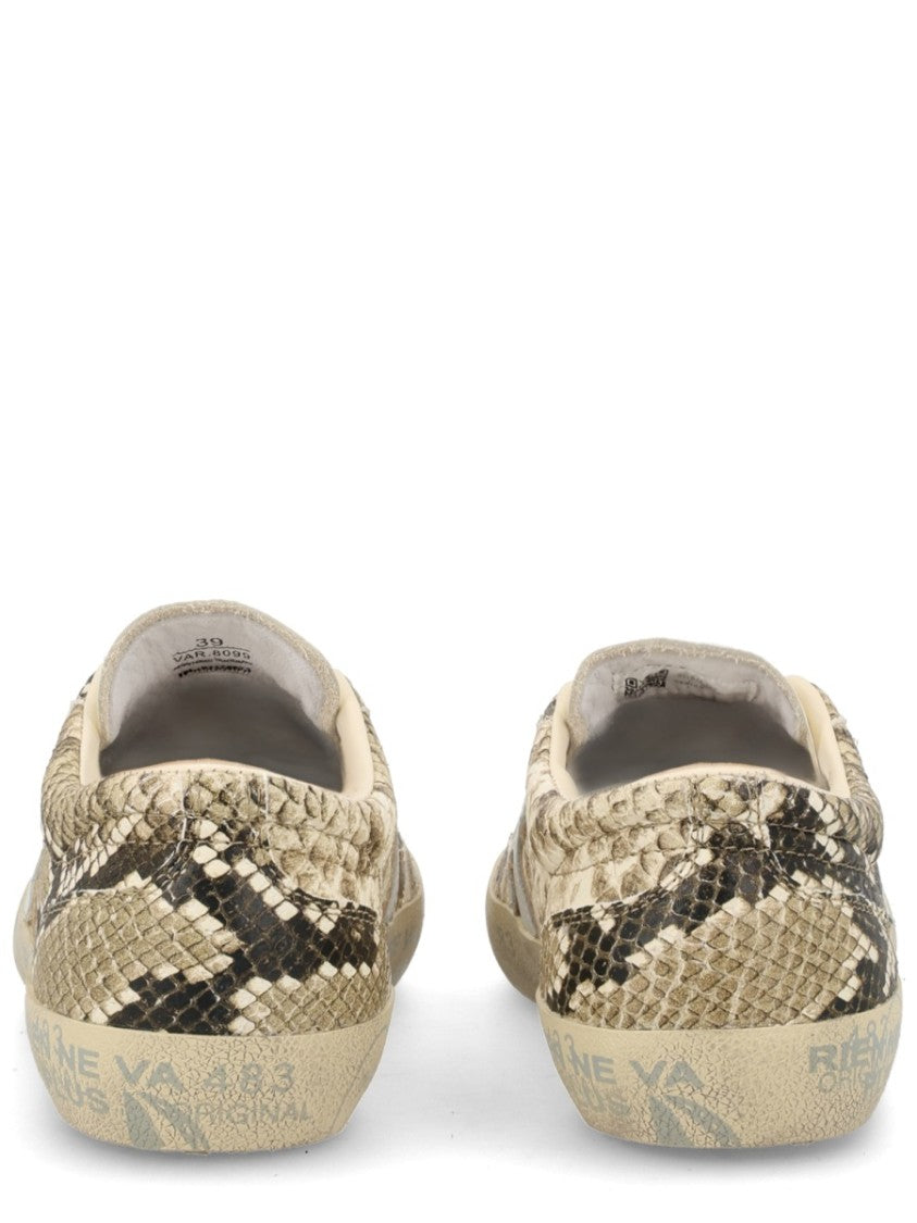 Premiata Davidd Beige Snakeskin Textured Sneakers