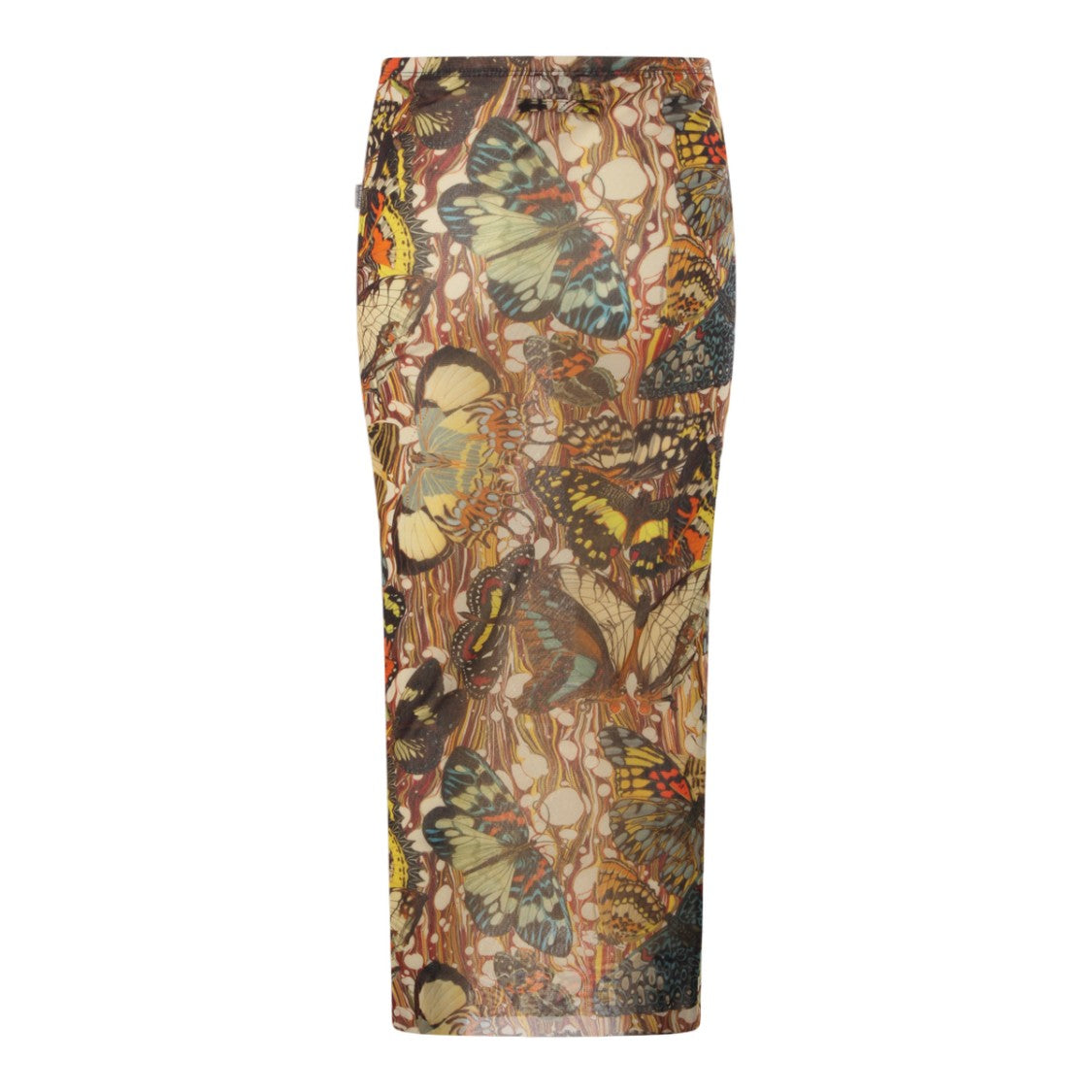 Jean Paul Gaultier Butterfly Print Midi Skirt With Elastic Waistband