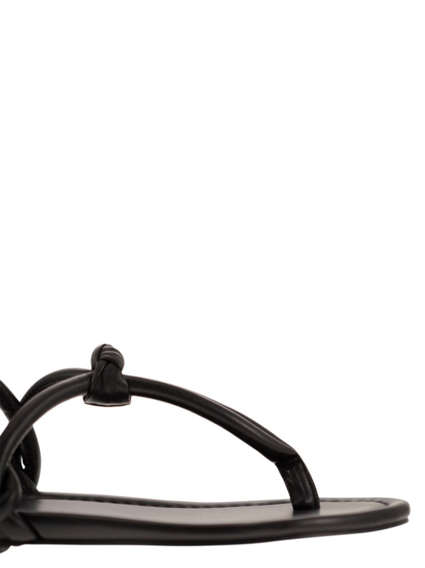 Fabiana Filippi Closed-Back Leather Flip-Flops With Knotted Straps