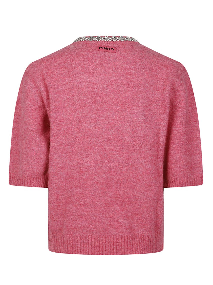 Pinko Innsbruck Alpaca-Blend Short-Sleeve V-Neck Sweater
