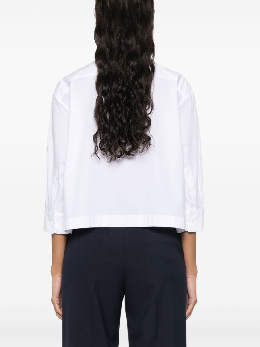 Peserico Cropped White Poplin Shirt With Hidden Buttoning