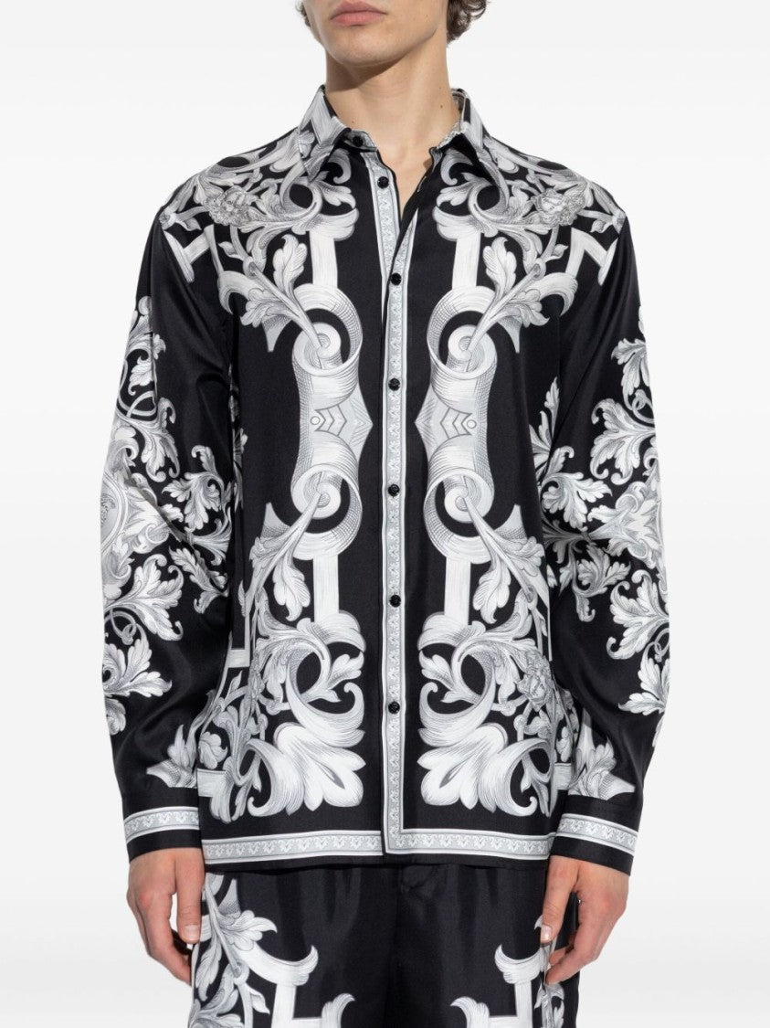 Versace Silk Baroque Patterned Shirt With Classic Collar