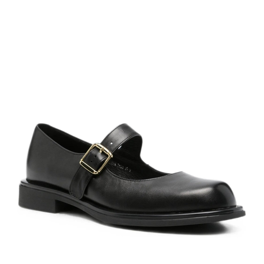 Adrianna Feretti Black Gold-Tone Buckle Leather Loafers