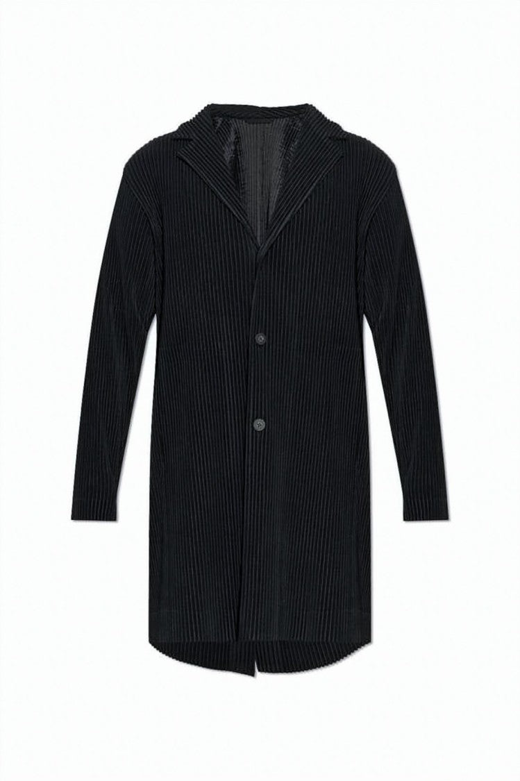 Homme Plissé Issey Miyake Pleated Texture Issey Miyake Coat With Notched Collar