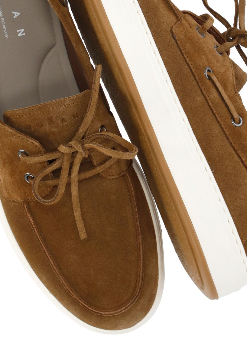 Hogan Brown H668 Suede Leather Loafers