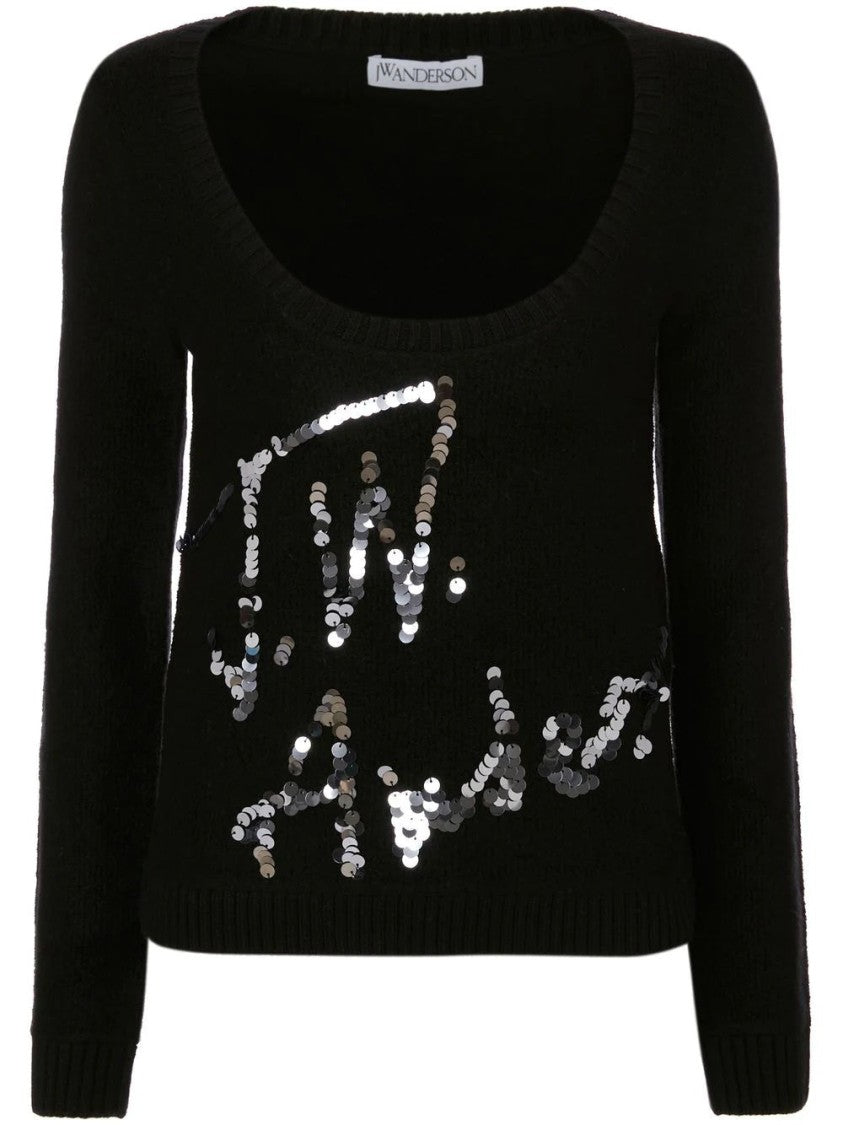 J. W. Anderson Scoop Neck Sequins Logo Jumper