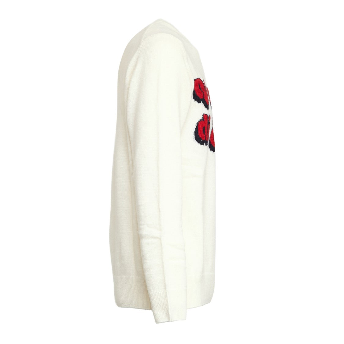 Mc2 Saint Barth Crewneck Sweater With Jacquard Logo And Embroidered Cuff