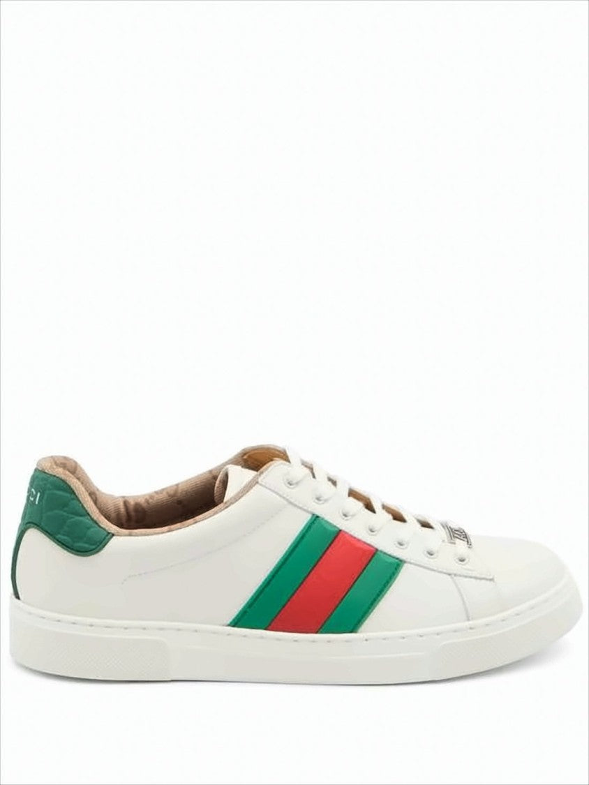 Gucci Leather Low-Top Sneakers With Bold Stripes