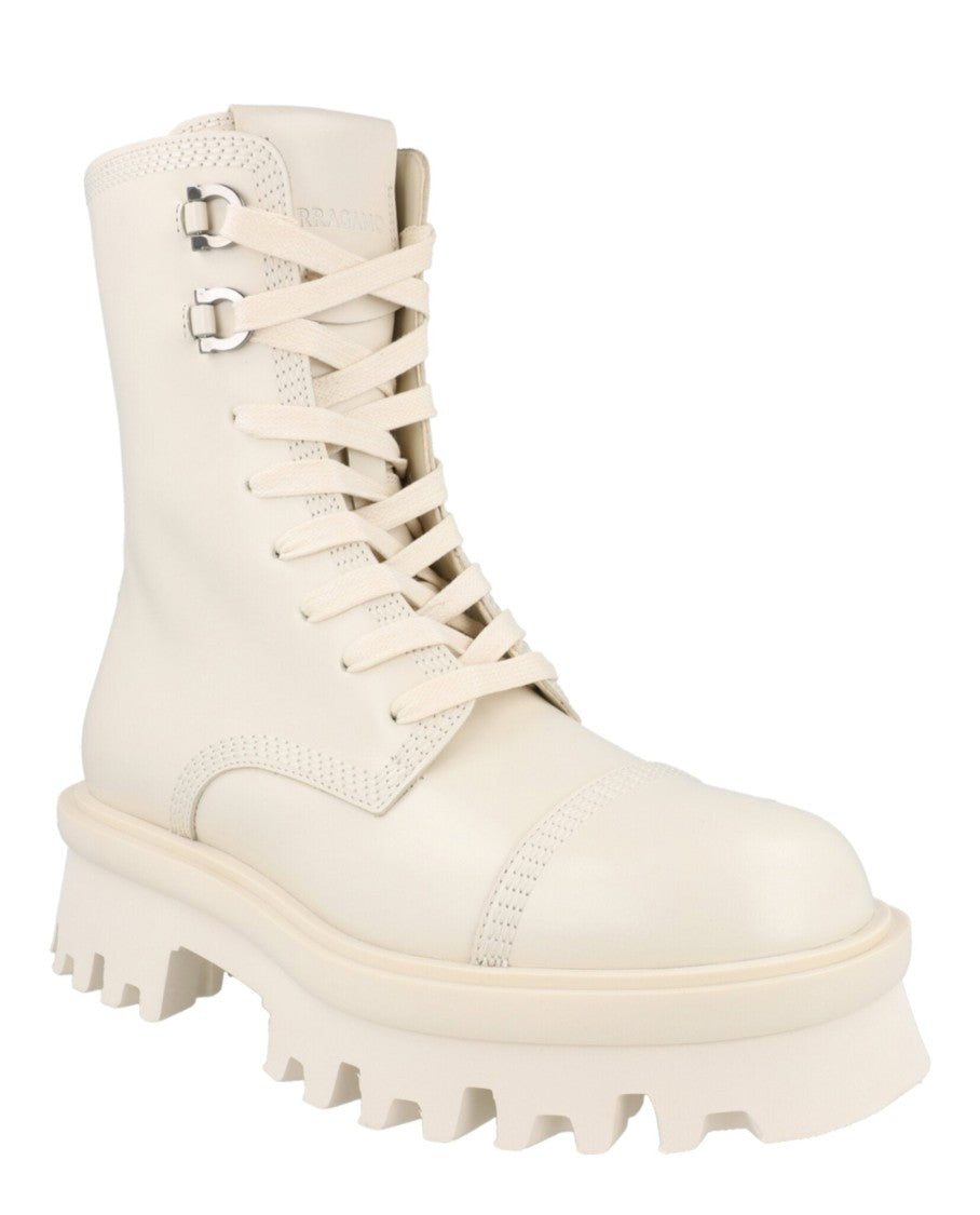 Ferragamo Kira Leather Combat Boots