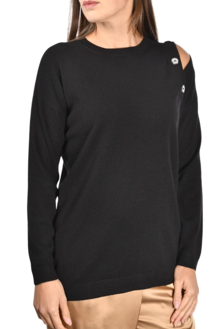 Paolo Fiorillo Capri Black Crew Neck Sweater