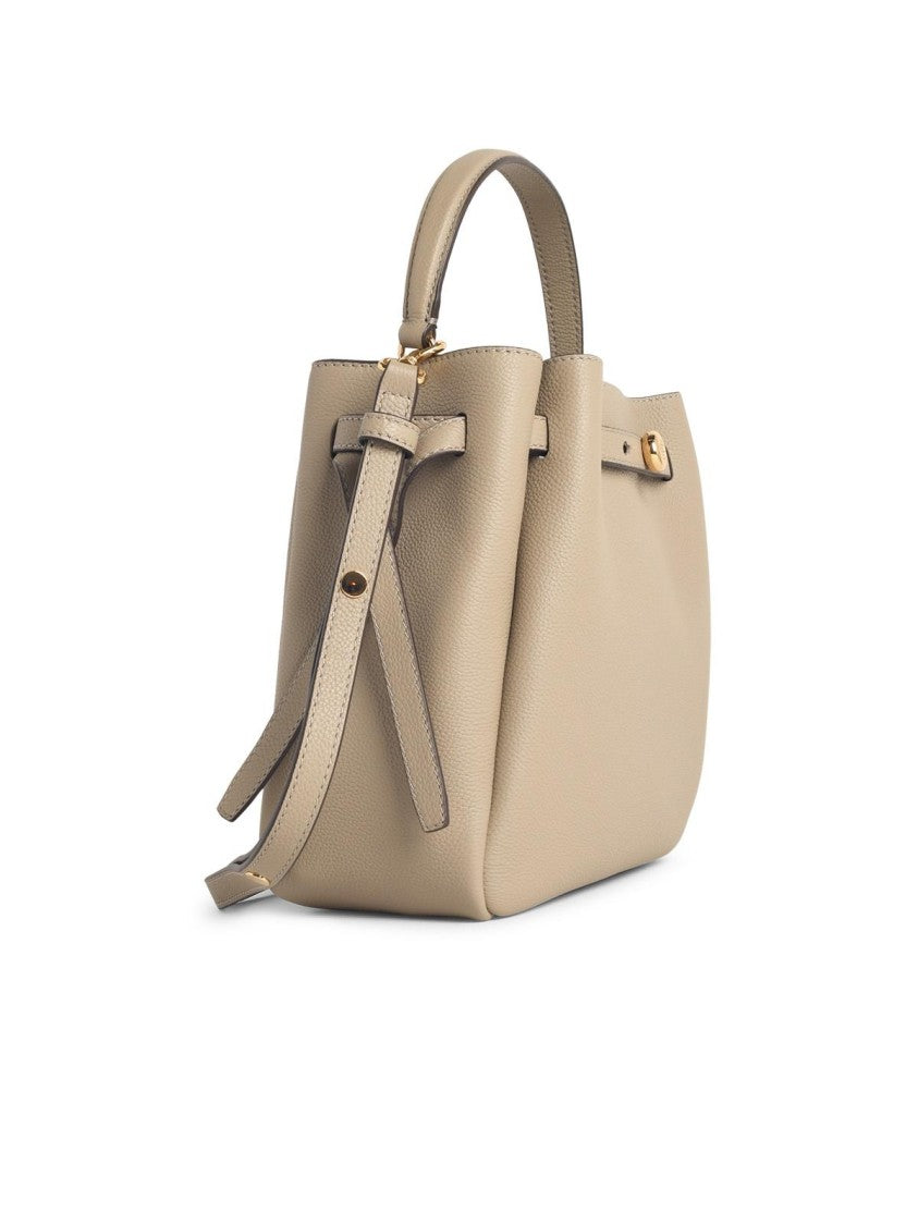 Tory Burch 'Romy' Small Bucket Bag In 'Soft Cement' Leather