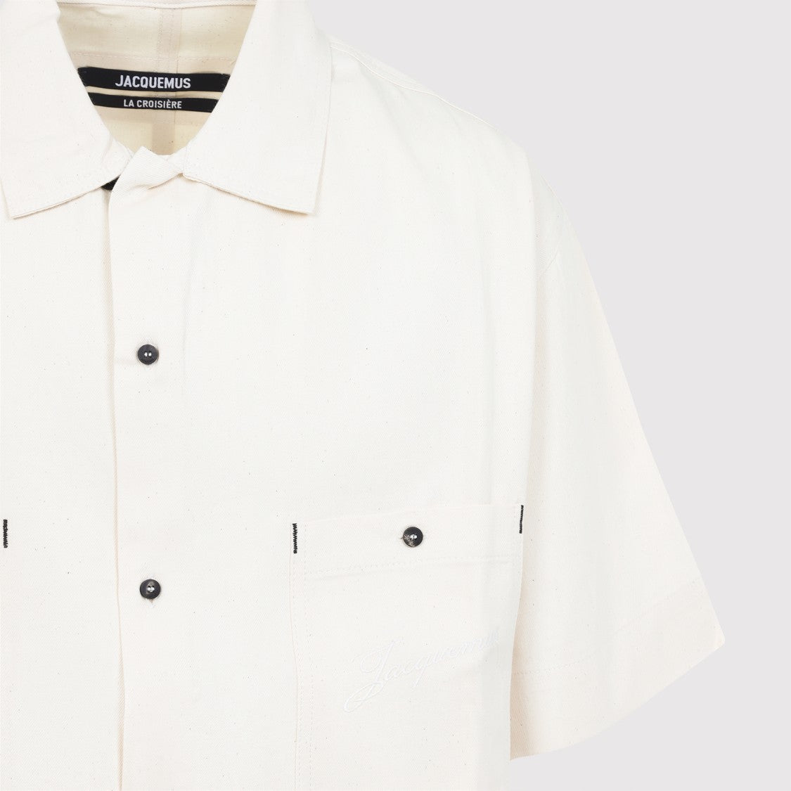 Jacquemus Short-Sleeved Shirt With Classic Collar And Embroidered Detail