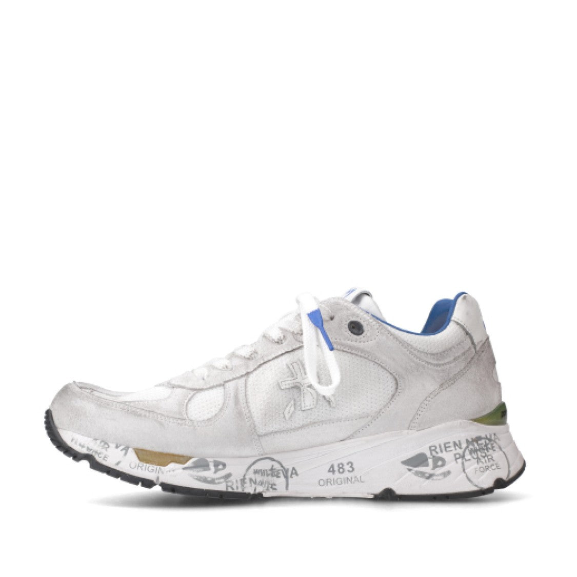 Premiata Suede And White Mesh Technical Fabric Mase Sneakers