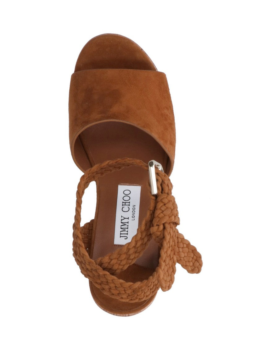 Jimmy Choo "Jori 100" Wedge Sandals – Brown