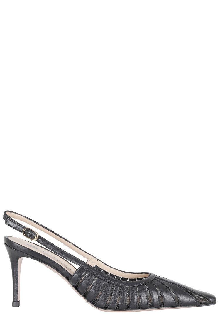 Roberto Festa Black Sunny Ankle Strap Metallic Leather Pumps