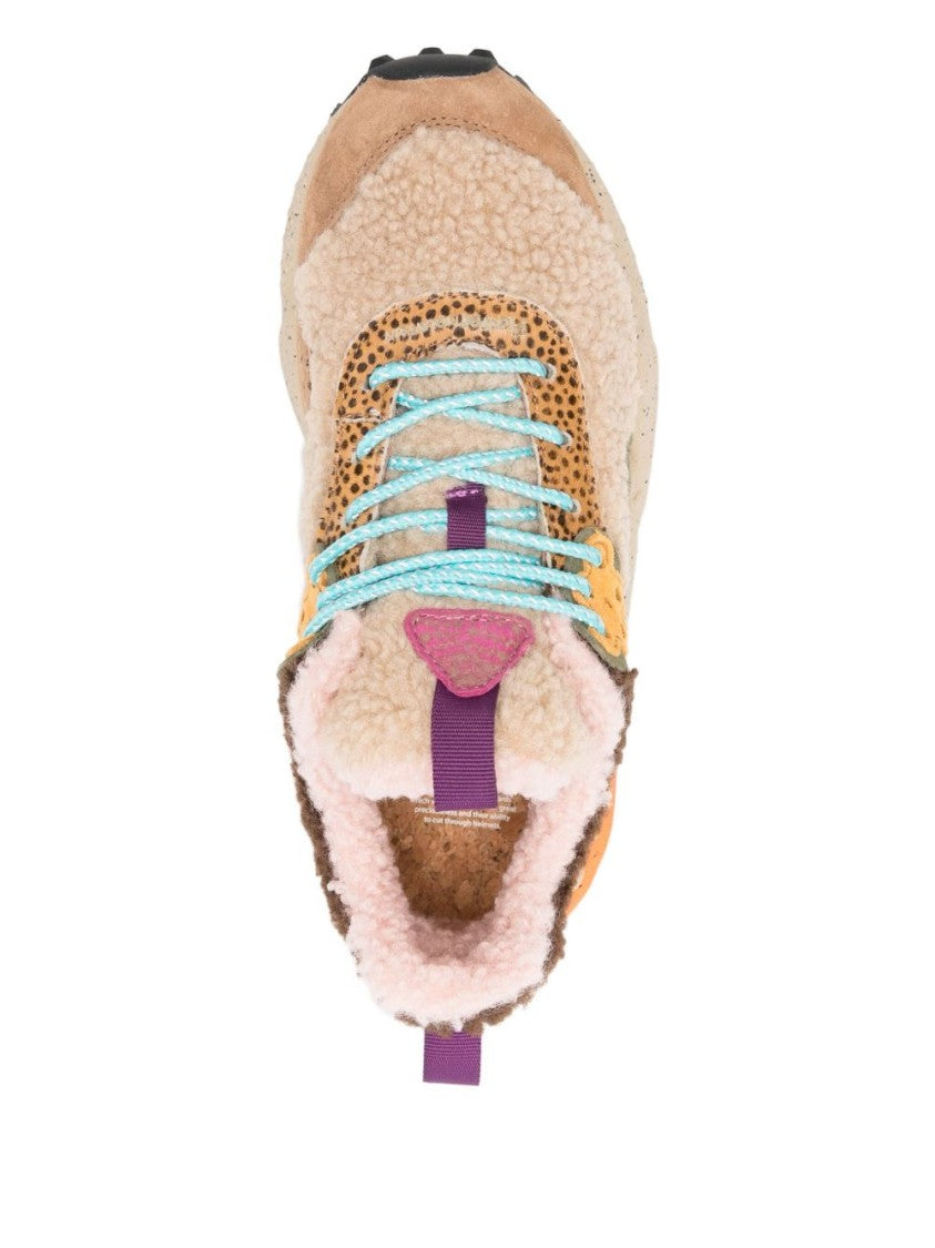 Flower Mountain Textured Shearling And Suede Sneakers