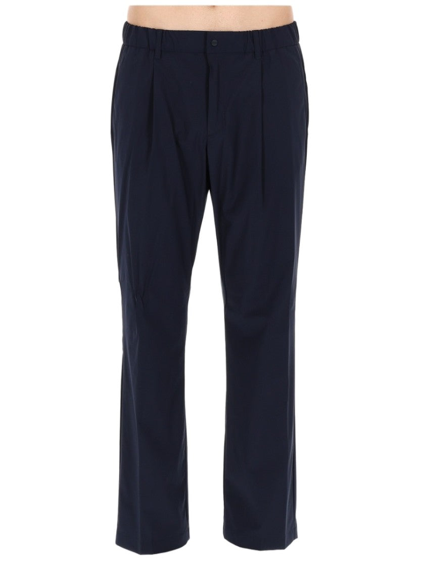 Herno Tailored Blue Wool-Blend Trousers With Structured Silhouette