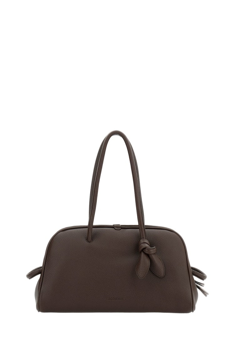 Jacquemus Hammered Leather Bowling Bag With Bow Detail