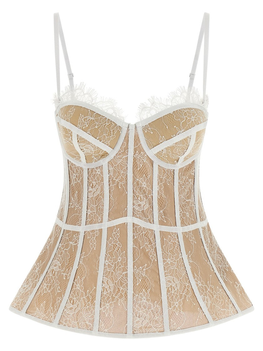 Giuseppe Di Morabito Structured Lace Bustier Top With Flared Silhouette