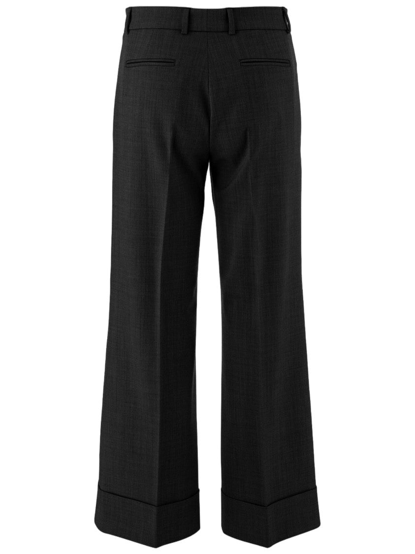 Ql2 Black Tailored Crease Wool Formal Pants